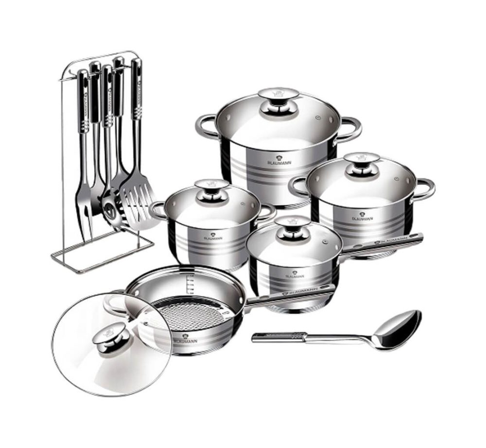 Blaumann, Unsere Neuheiten, Blaumann 17-teiliges Topfset Edelstahl + Kochbesteck Gourmet Line, Produkte & Wohnen