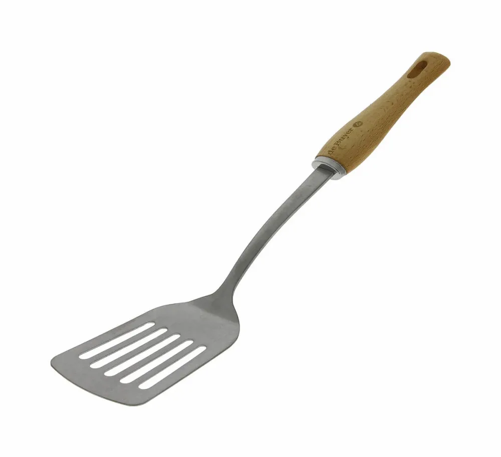 De Buyer Pfannenwender Nostalgy Braun/Silber Edelstahl/Holz 8 cm - Farbe: silber-braun - Pfannenwender