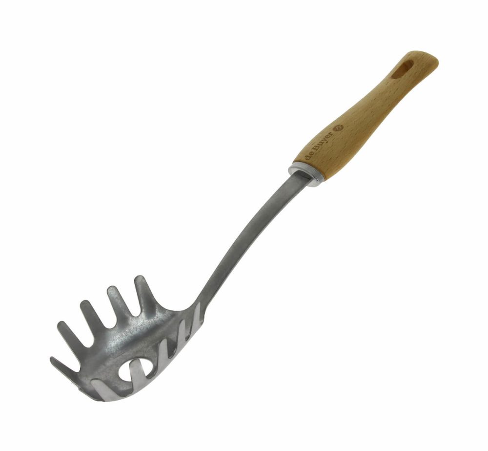 De Buyer Spaghettizange Nostalgy Braun/Silber Edelstahl/Holz 7 cm 7 cm - Farbe: Silber/Braun - Spaghettizange