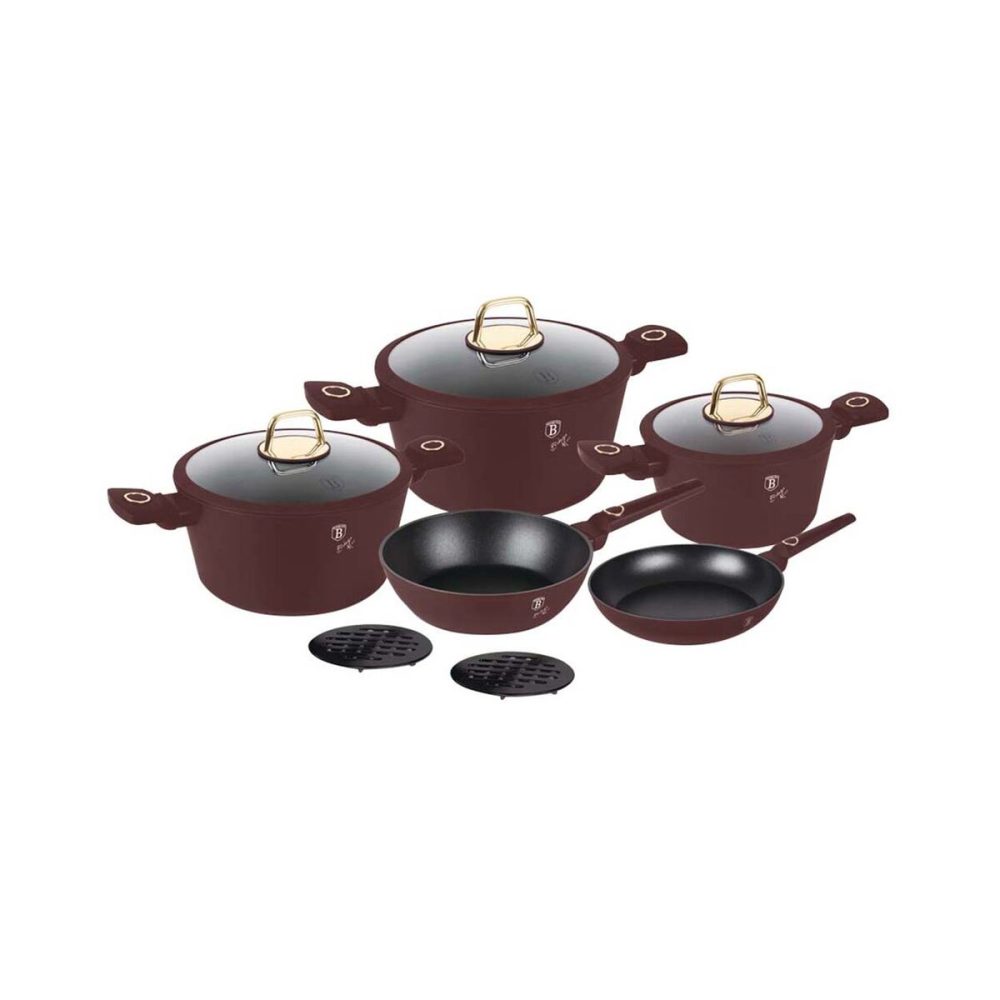 Berlinger Haus - Kochgeschirr-Set 10-teiliges matt bordeaux Leonardo Collection, One Size