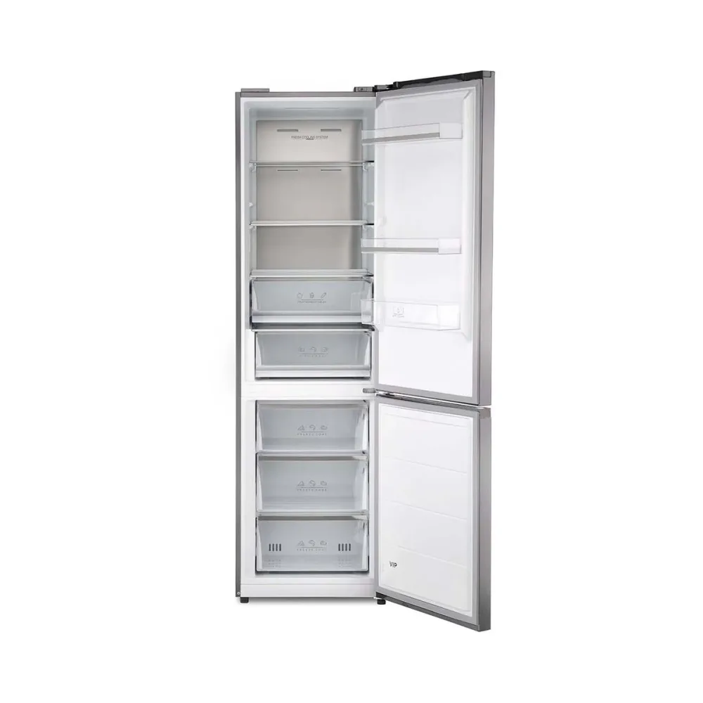 Trisa 7800.0145 378L Edelstahl Kühl- / Gefrierkombination – Kühlschrank mit Gefrierfach freistehend