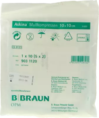 ASKINA Mullkompressen 10x10 cm steril 5X2 St Kompressen