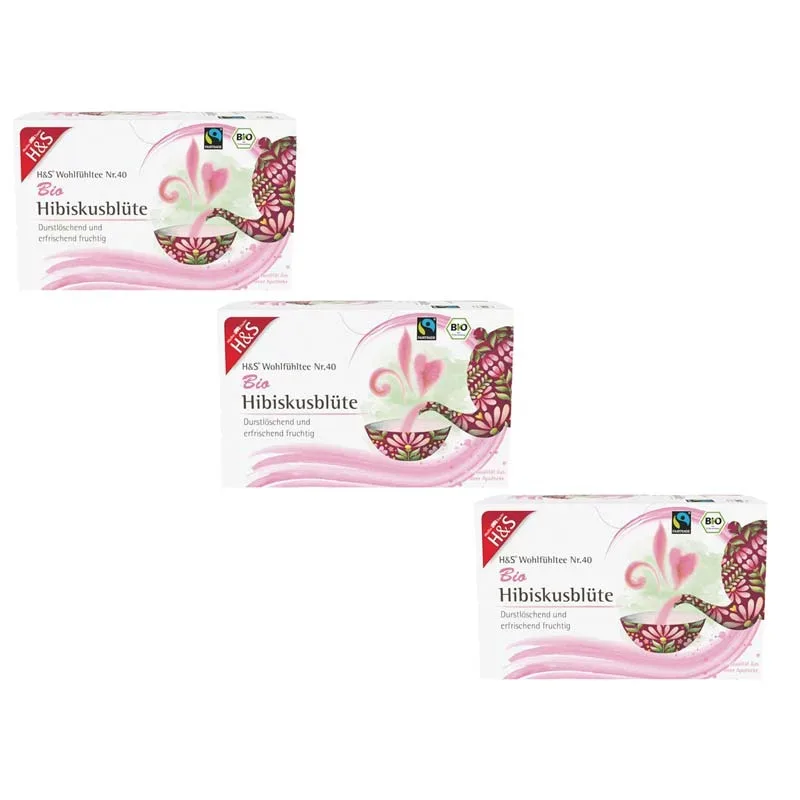 H&S Wohlfühltee Bio Hibiskusblüte 3er Set 3X20X1,75 St Filterbeutel