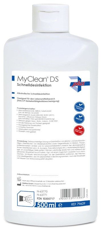 MYCLEAN DS Schnelldesinfektion neutral Serie plus 500 ml Lösung