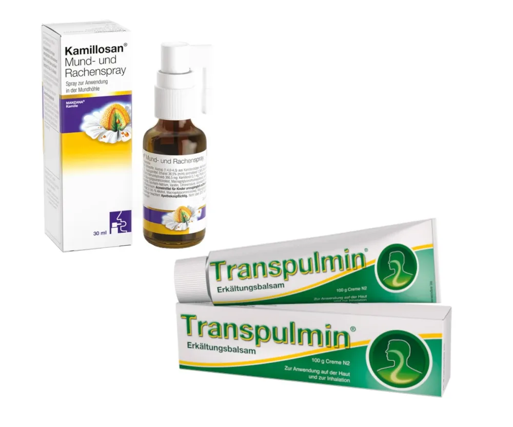 Transpulmin Erkältungsbalsam & Kamillosan Mund- und Rachenspray Set 1 Sparset