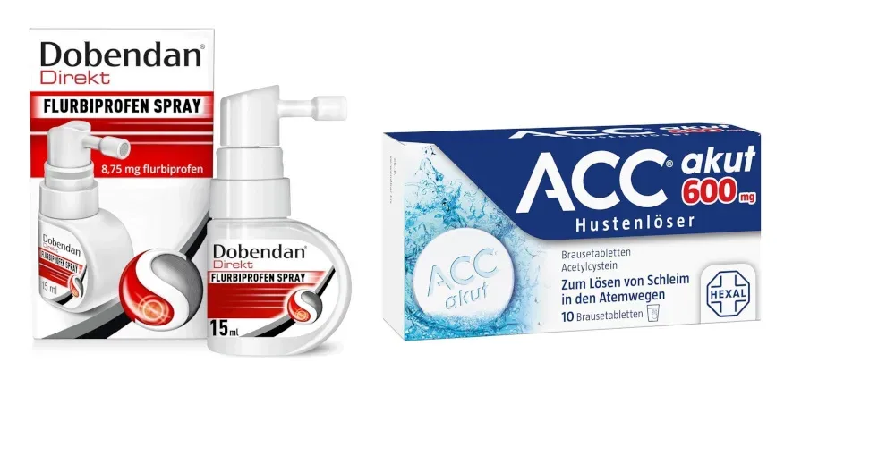 ACC akut 600mg Hustenlöser + Dobendan direkt Flurbiprofen Spray Set 1 Sparset