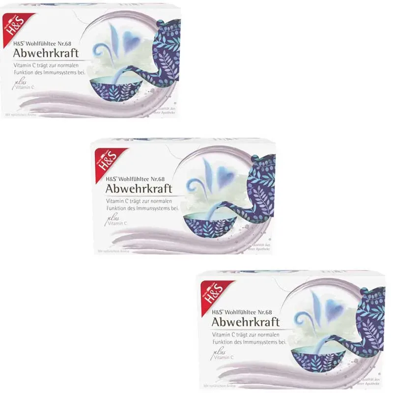 H&S Wohlfühltee Abwehrkraft mit Vitamin C 3er Set 3X20X1,8 g Filterbeutel