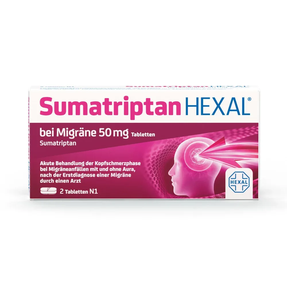 Sumatriptan HEXAL bei Migräne 2 St Tabletten