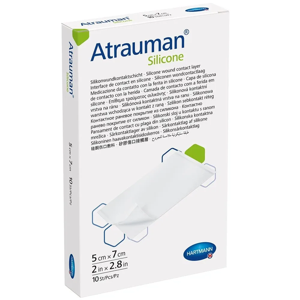 ATRAUMAN Silicone steril 5x7 cm Kompressen 10 St Kompressen
