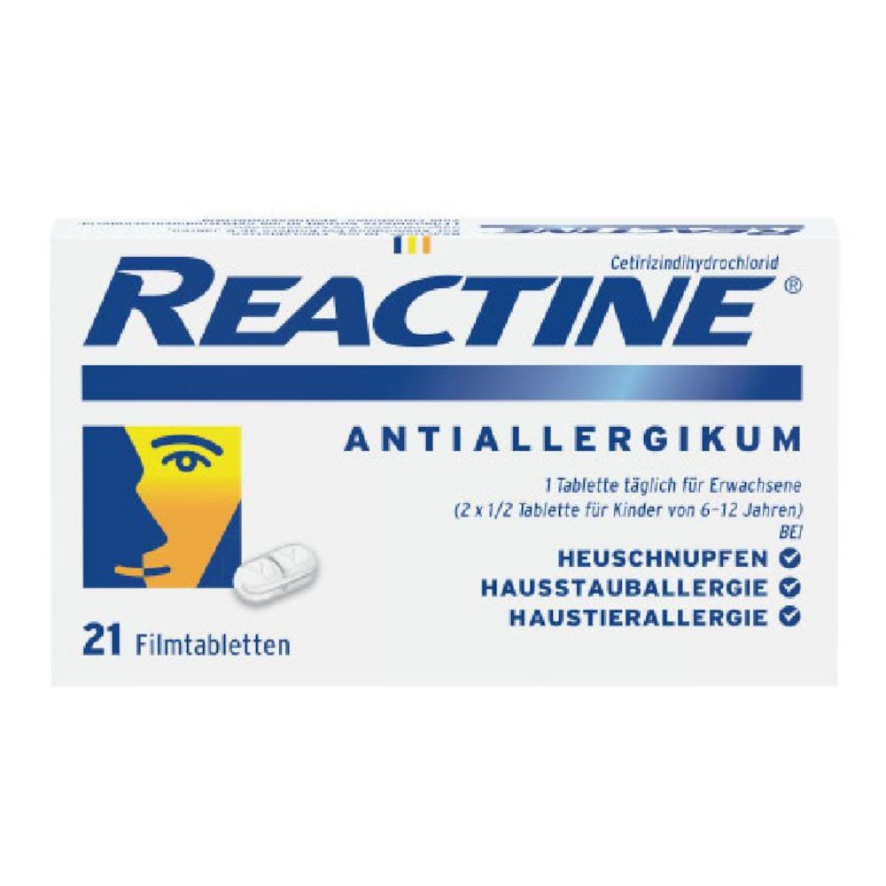 Reactine 21 Allergietabletten mit Cetirizin bei Heuschnupfen und  Allergien
