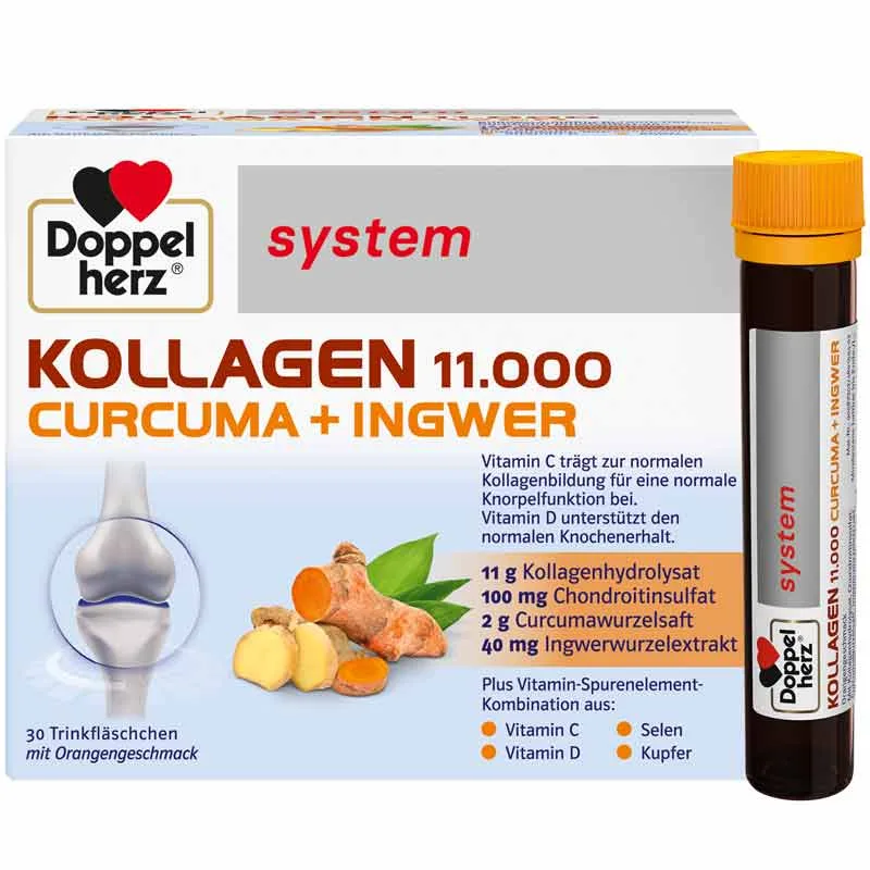 Doppelherz system KOLLAGEN 11.000 CURCUMA + INGWER 30X25 ml Trinkampullen