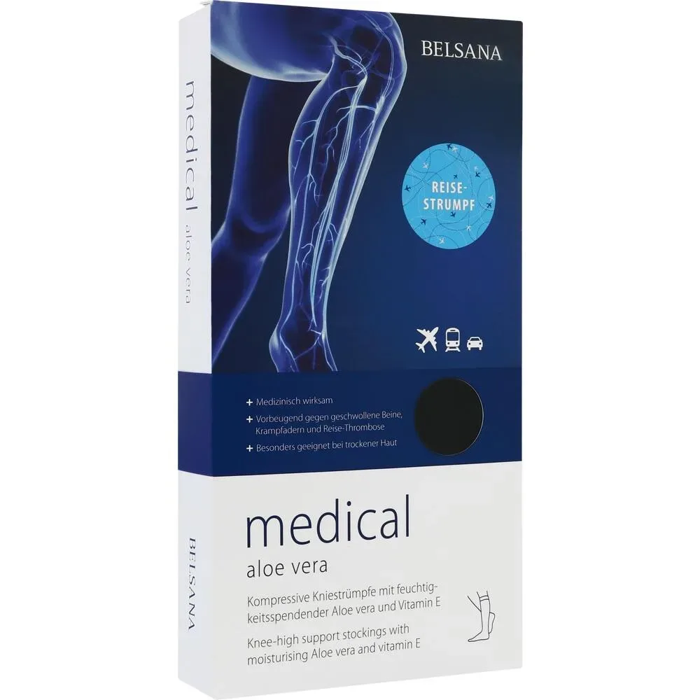 Belsana Reisestrumpf Medical Aloe Vera S 36-38 schwarz 2 St