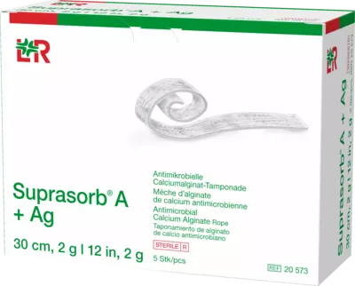 SUPRASORB A+Ag Antimik.Cal.Alginat Tamp.30 cm 2 g 5 St Tamponaden