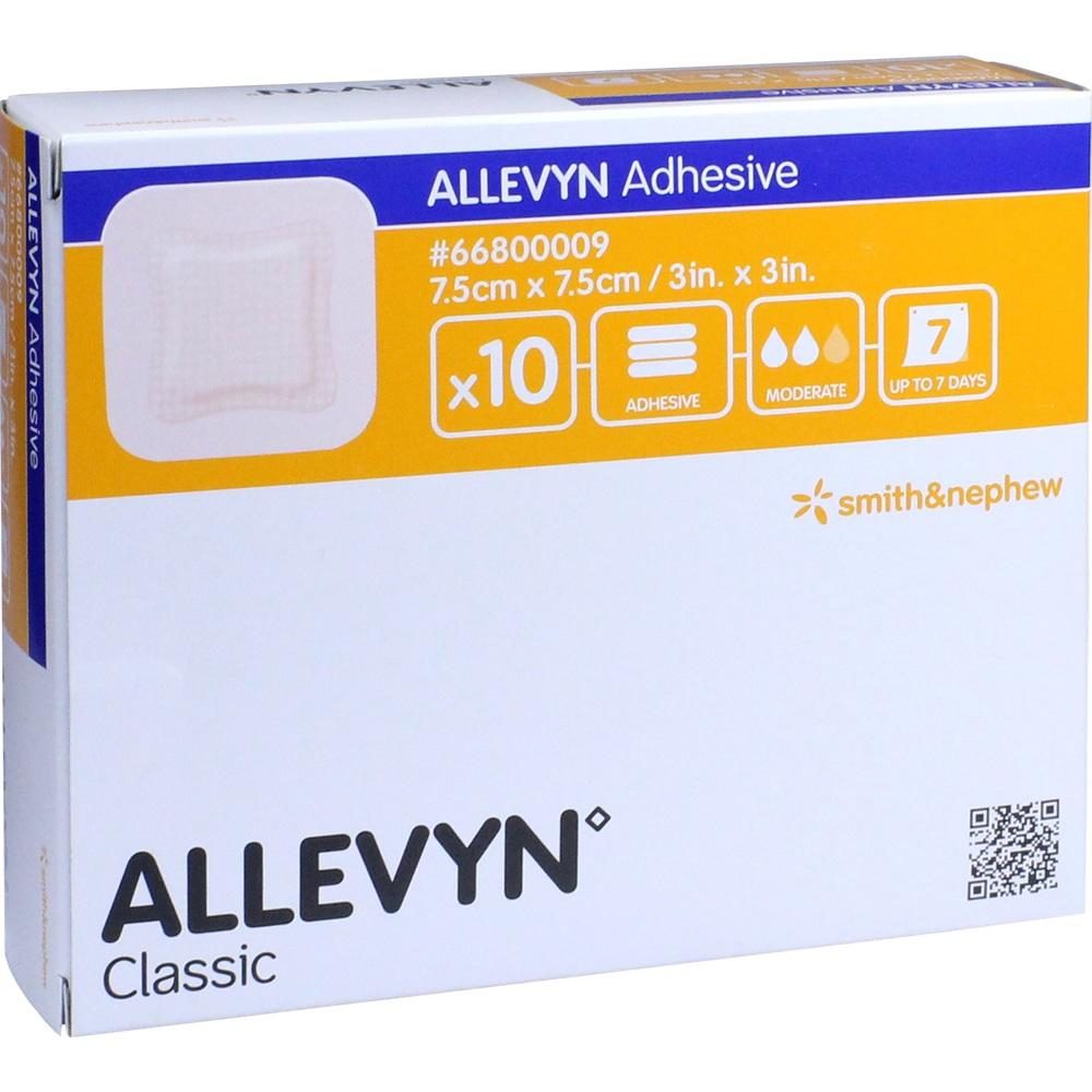ALLEVYN Adhesive 7,5x7,5 cm haftende Wundauflage 10 St Kompressen