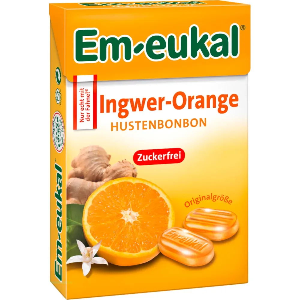 Em-eukal Ingwer-Orange zuckerfrei 50 g Bonbons