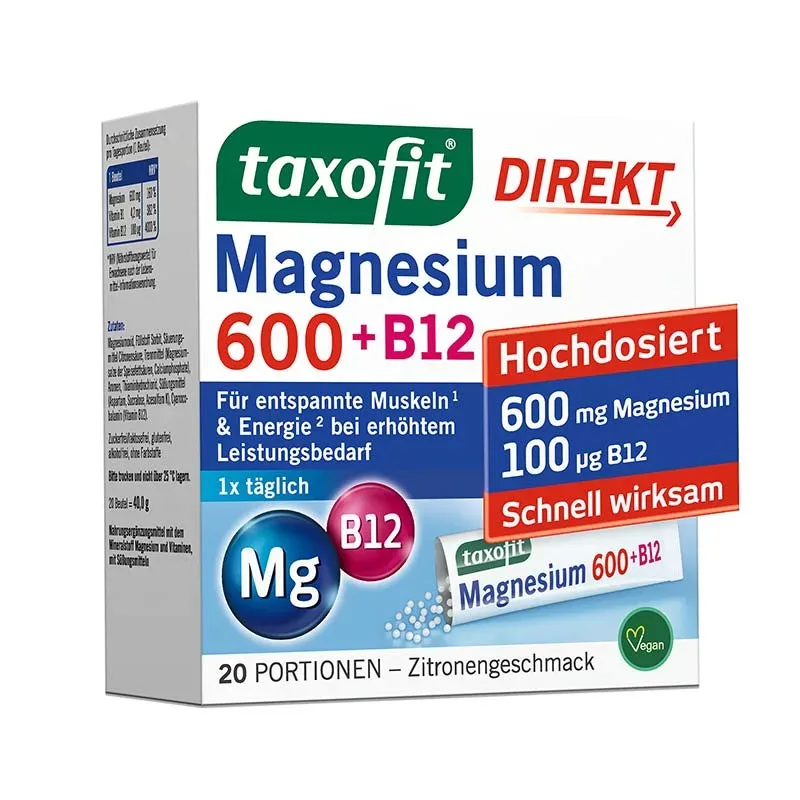 taxofit DIREKT Magnesium 600 + B12 20 St Granulat