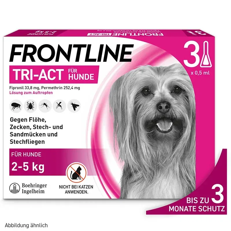 FRONTLINE TRI-ACT gegen Zecken, Flöhe und fliegende Insekten für Hunde XS (2-5 kg)  3 St Lösung