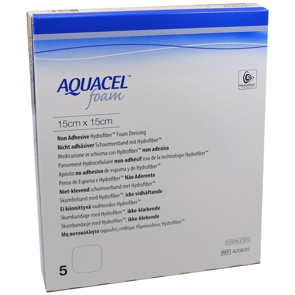 AQUACEL Foam nicht adhäsiv 15x15 cm Verband 5 St Verband