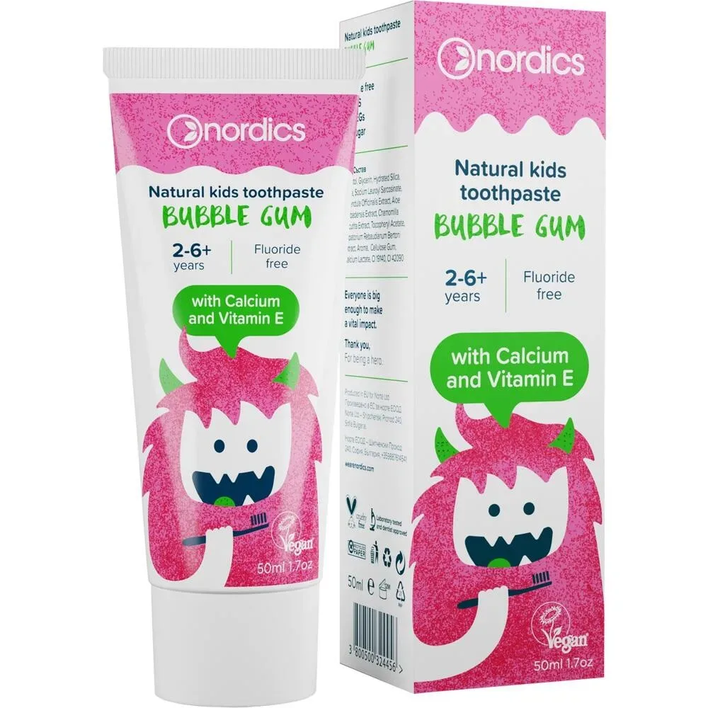 nordics BUBBLE GUM ohne Fluorid 50 ml Zahncreme