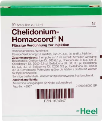CHELIDONIUM-HOMACCORD N Ampullen 10 St Ampullen