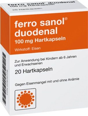 Ferro sanol duodenal 100mg 20 St Hartkapseln mit magensaftresistent überzogenen Pellets