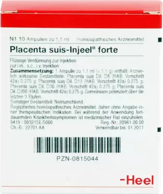 PLACENTA SUIS Injeel forte Ampullen 10 St Ampullen