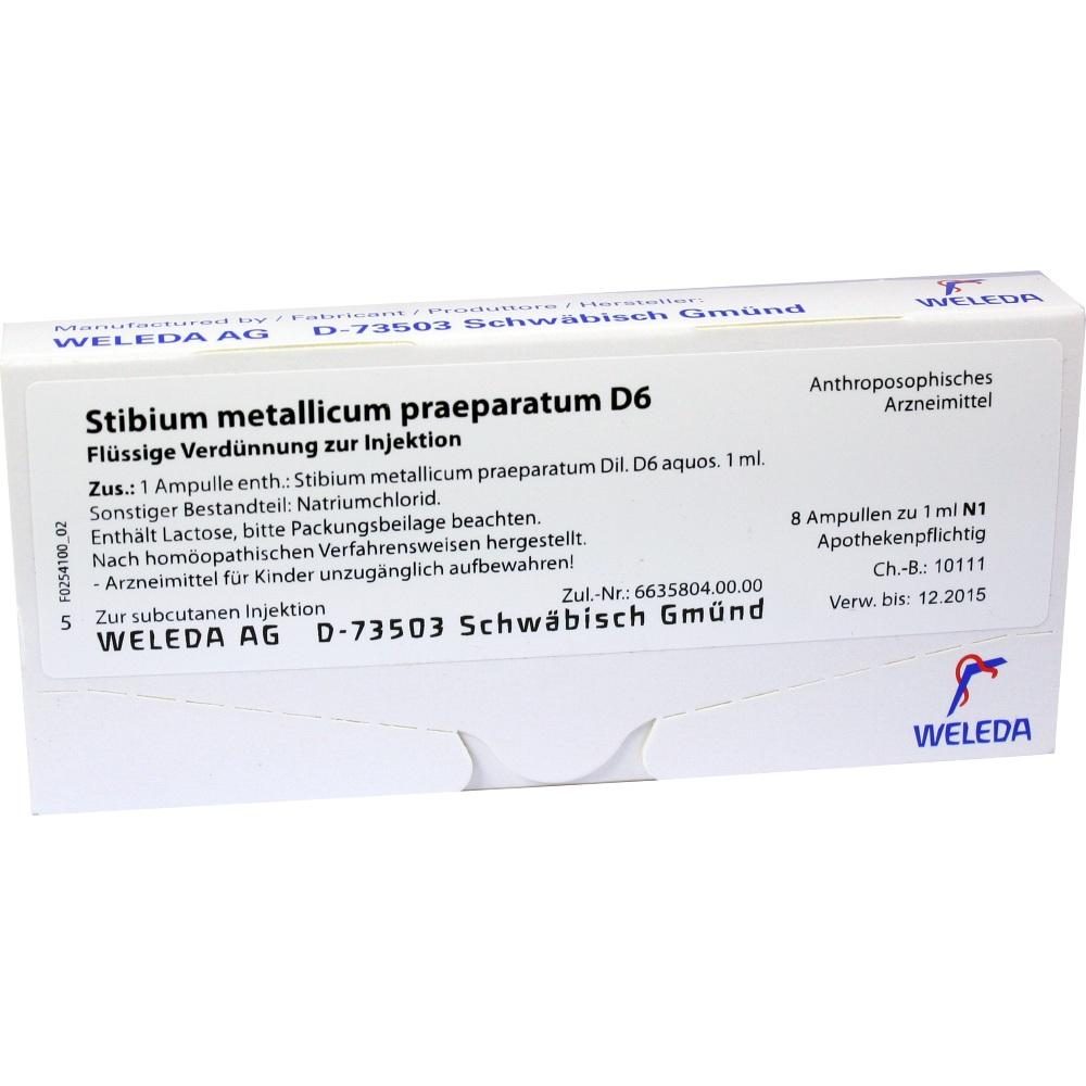 WELEDA STIBIUM METALLICUM PRAEPARATUM D 6 Ampullen 8X1 ml Ampullen