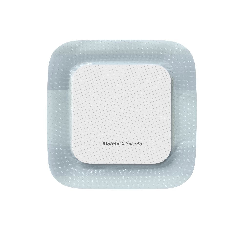 Biatain Silicone Ag Schaumverband 10 x 10 cm 5 St Verband