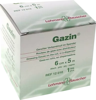 GAZIN Verbandmull 6 cmx5 m 4fach gerollt 1 St Kompressen