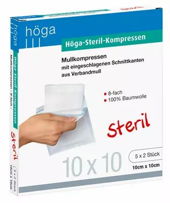 HÖGA STERIL Kompressen 10x10 cm 8fach 5X2 St Kompressen