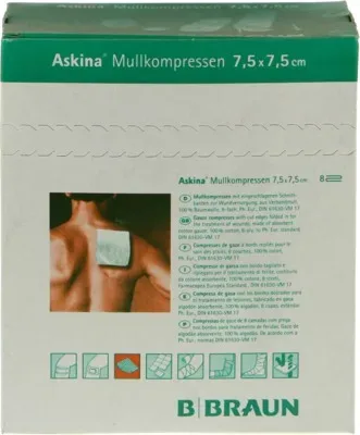 ASKINA Mullkompressen 7,5x7,5 cm steril 25X2 St Kompressen