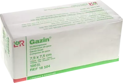 GAZIN Mullkomp.7,5x7,5 cm unsteril 12fach Op 100 St Kompressen