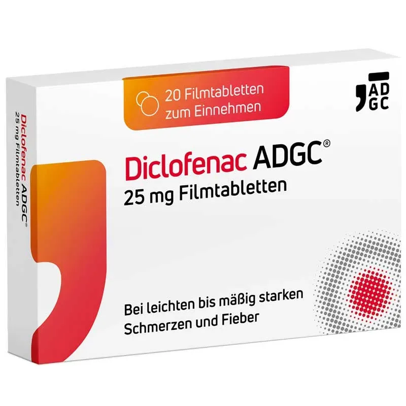 Diclofenac ADGC 25 mg Filmtabletten bei Schmerzen und Entzündungen 20 St Filmtabletten