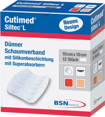 CUTIMED Siltec L Schaumverb.10x10 cm dü.san.haf. 12 St Kompressen