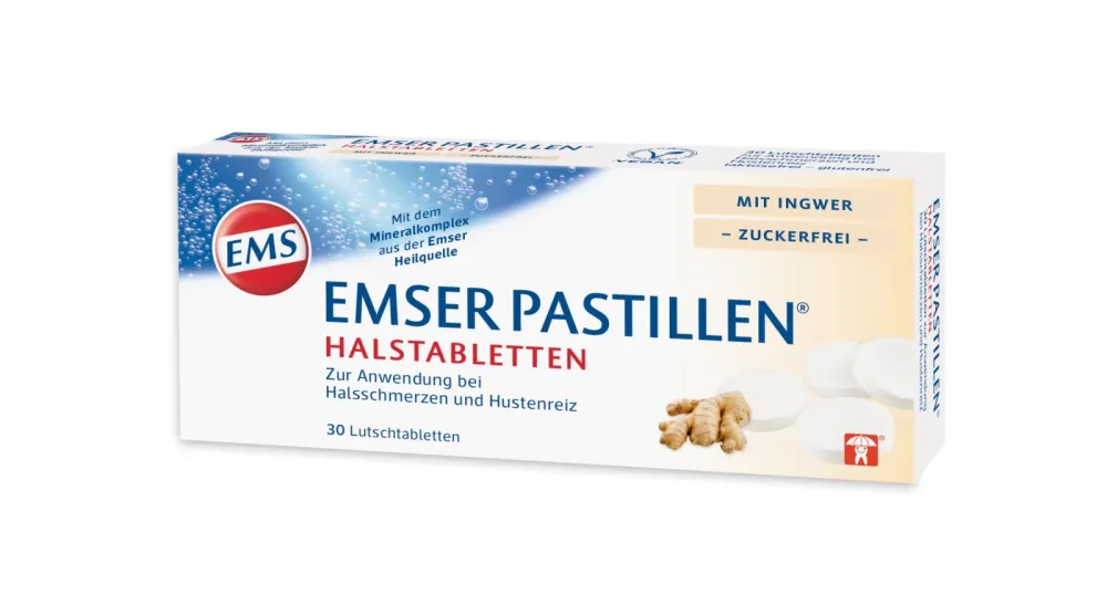 EMSER HALSPASTILLEN MIT INGWER ZUCKERFREI 30 St Lutschtabletten
