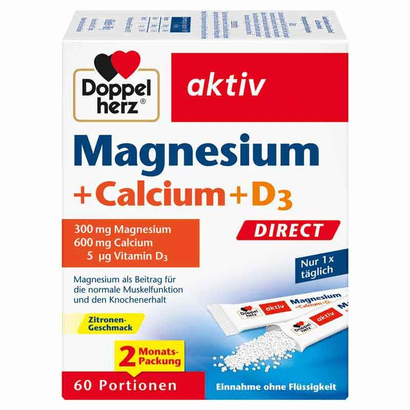 Doppelherz aktiv Magnesium + Calcium + D3 60 St Pellets