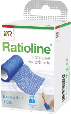 RATIOLINE acute Fixierbinde kohäsiv 8 cmx4 m blau 1 St Binden