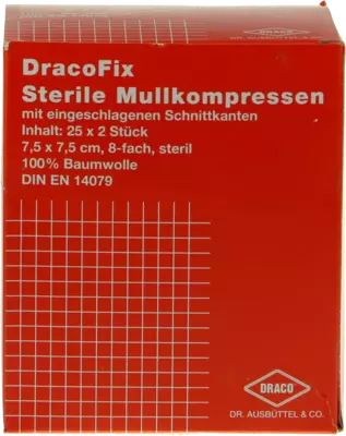 DRACOFIX PEEL Kompressen 7,5x7,5 cm steril 8fach 25X2 St Kompressen