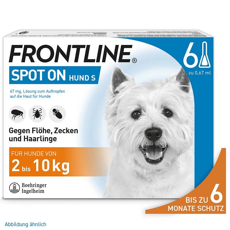 FRONTLINE SPOT-ON gegen Zecken, Flöhe und Haarlinge für Hunde S (2-10 kg)  6 St Lösung