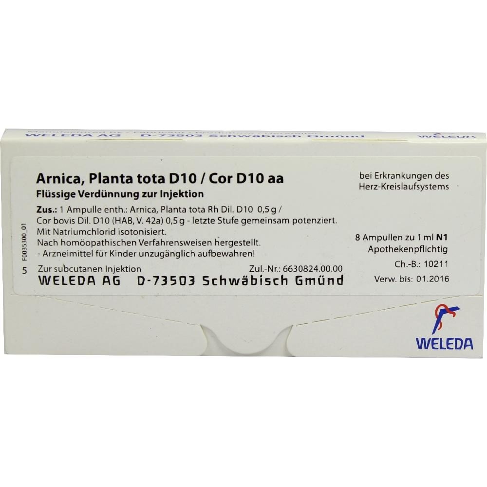 WELEDA ARNICA PLANTA tota D 10/Cor D 10 aa Ampullen 8X1 ml Ampullen