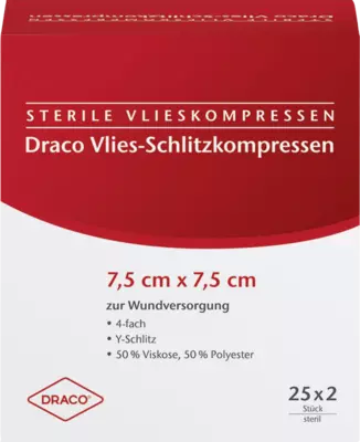 SCHLITZKOMPRESSEN Vlies 7,5x7,5 cm steril 4fach 25X2 St Kompressen