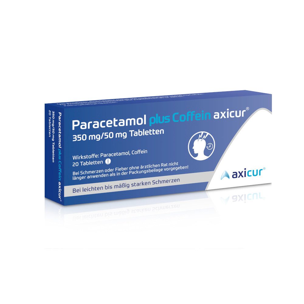 Paracetamol plus Coffein axicur bei Kopfschmerzen, Zahnschmerzen, Regelschmerzen  20 St Tabletten