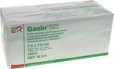GAZIN Mullkomp.7,5x7,5 cm unsteril 12fach RK 100 St Kompressen