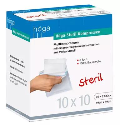 HÖGA STERIL Kompressen 10x10 cm 8fach 25X2 St Kompressen
