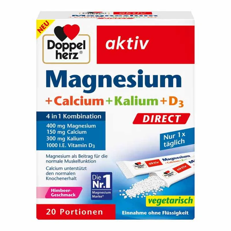 Doppelherz aktiv Magnesium + Calcium + Kalium + D3 DIRECT 20 St Pellets