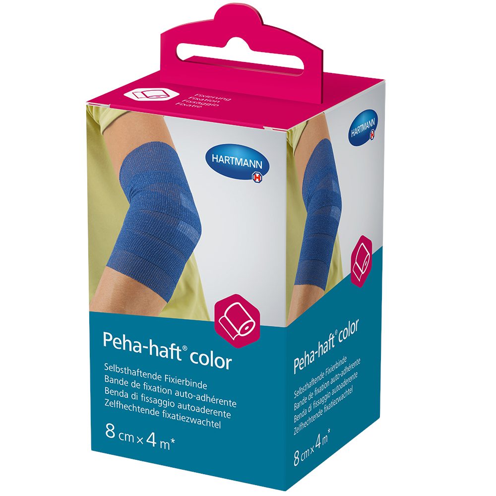 Peha-haft color Fixierbinde latexfrei 8 cm x 4 m blau 1 St Binden