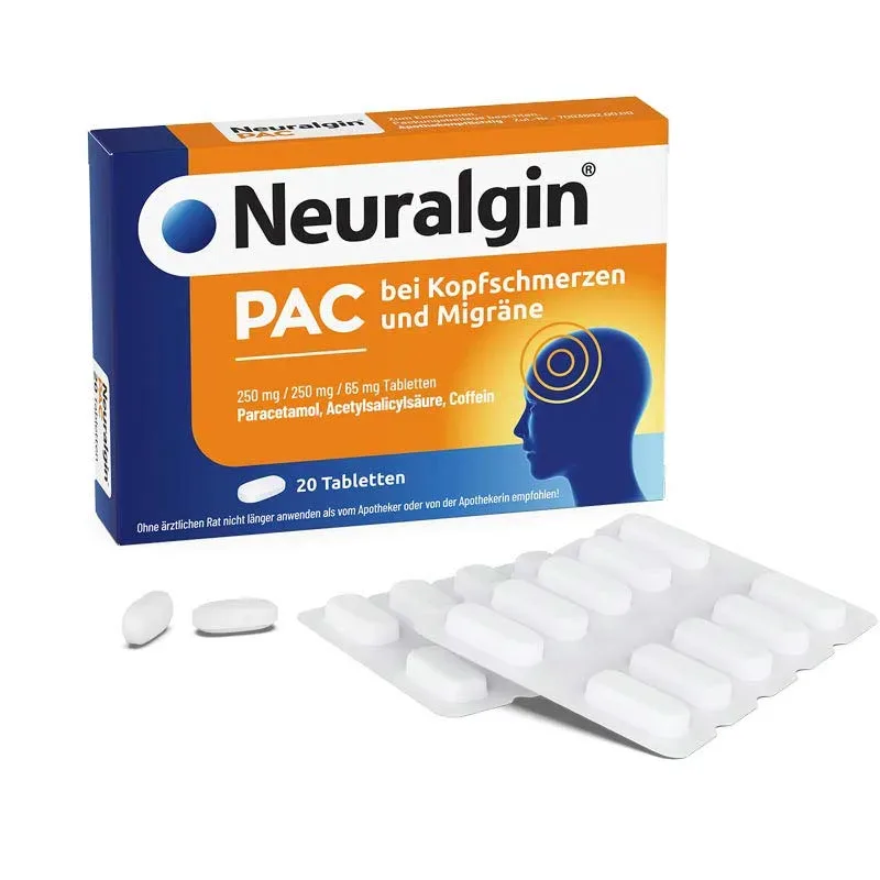 Neuralgin PAC bei Kopfschmerzen und Migräne  20 St Tabletten