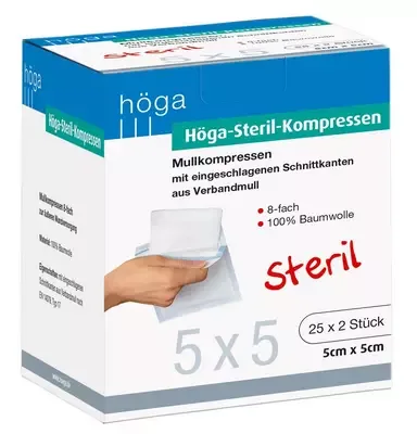HÖGA STERIL Kompressen 5x5 cm 8fach 25X2 St Kompressen