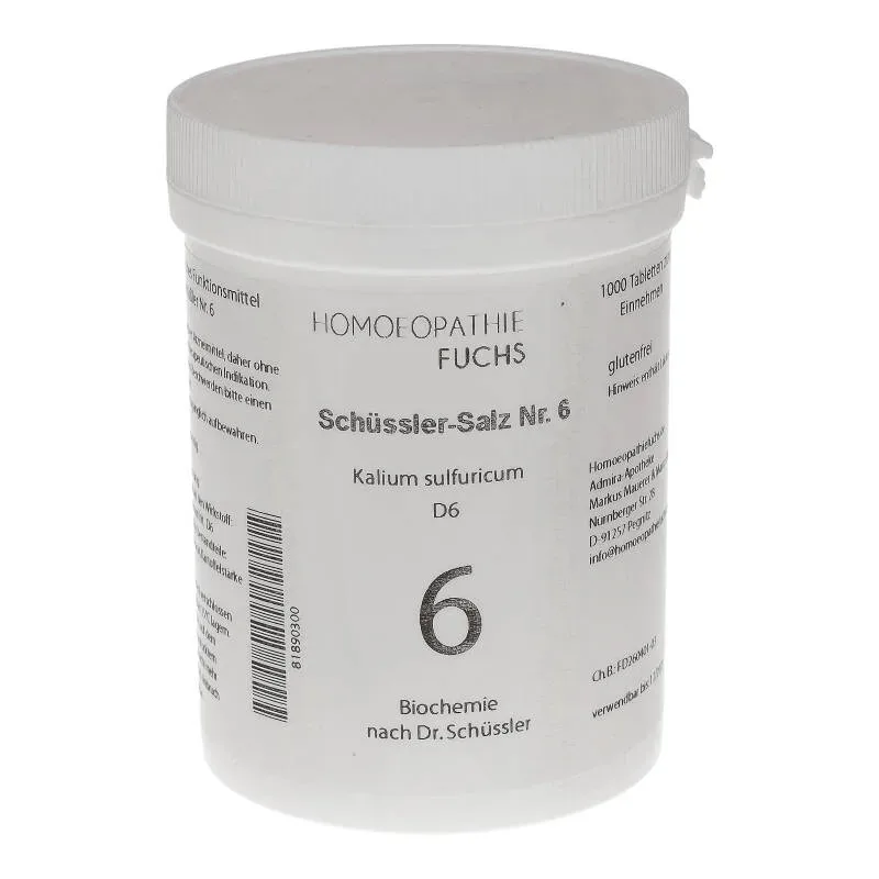 HOMOEOPATHIEFUCHS Schüssler-Salz Nummer 6 Kalium sulfuricum D6 Biochemie 1000 St Tabletten