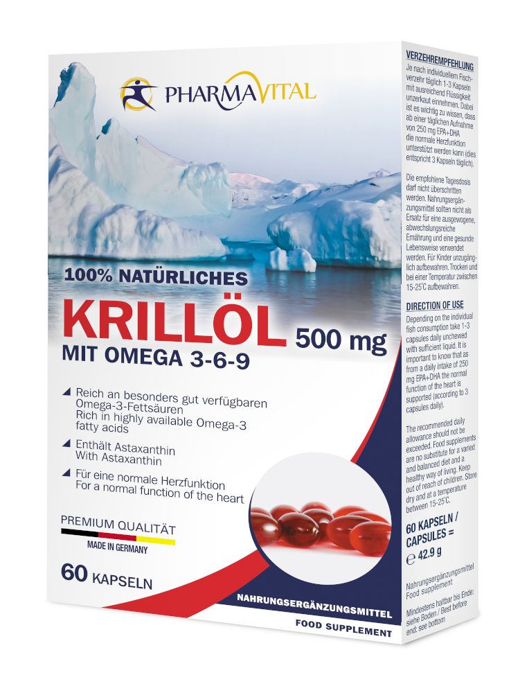 NATÜRLICHES KRILLÖL 500mg mit Omega 3-6-9  60 St Kapseln